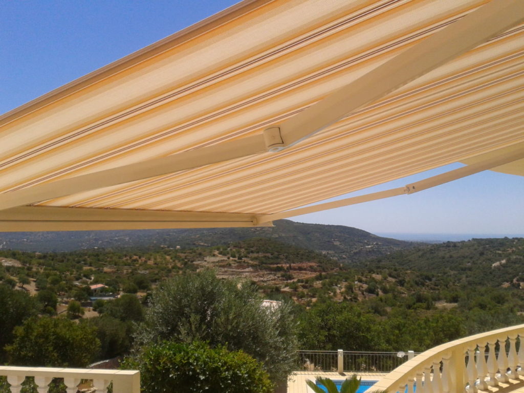 Stripped fabric awnings in the Algarve