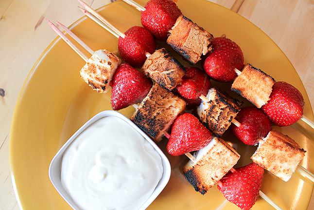 Marshmallow and strawberry kebabs