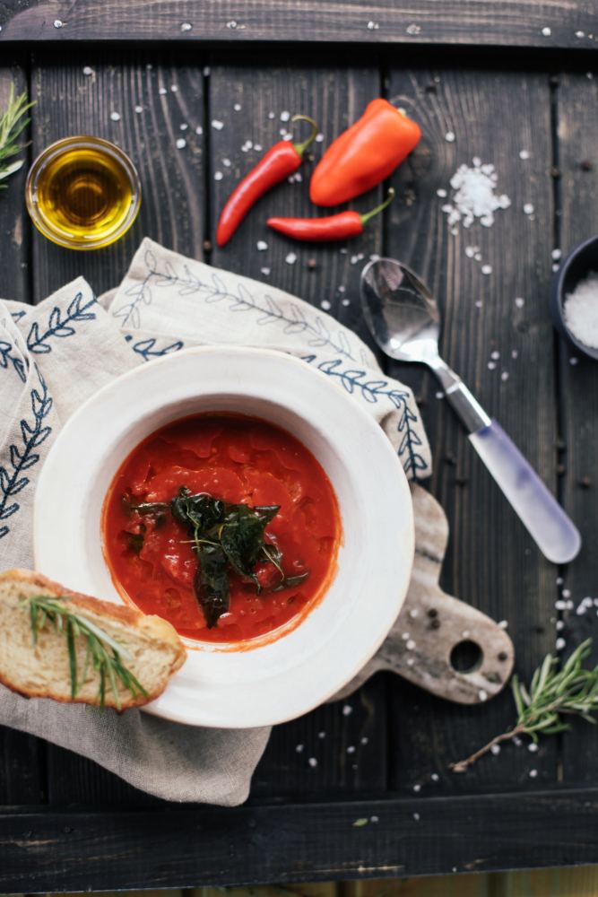 gazpacho with grilled vegetables a Spanish dish to cook on the grill