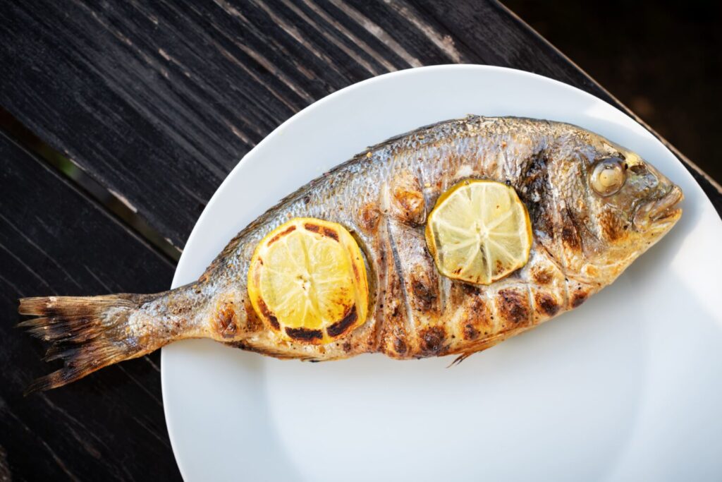 grilled sea bass and sea bream